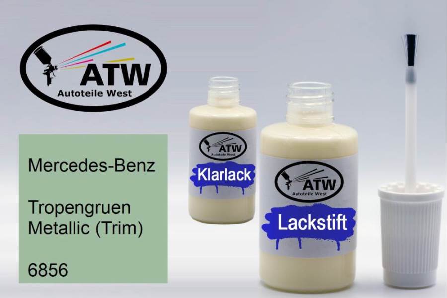 Mercedes-Benz, Tropengruen Metallic (Trim), 6856: 20ml Lackstift + 20ml Klarlack - Set, von ATW Autoteile West.